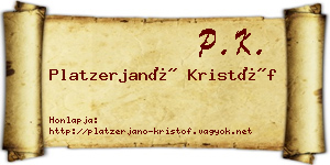 Platzerjanó Kristóf névjegykártya